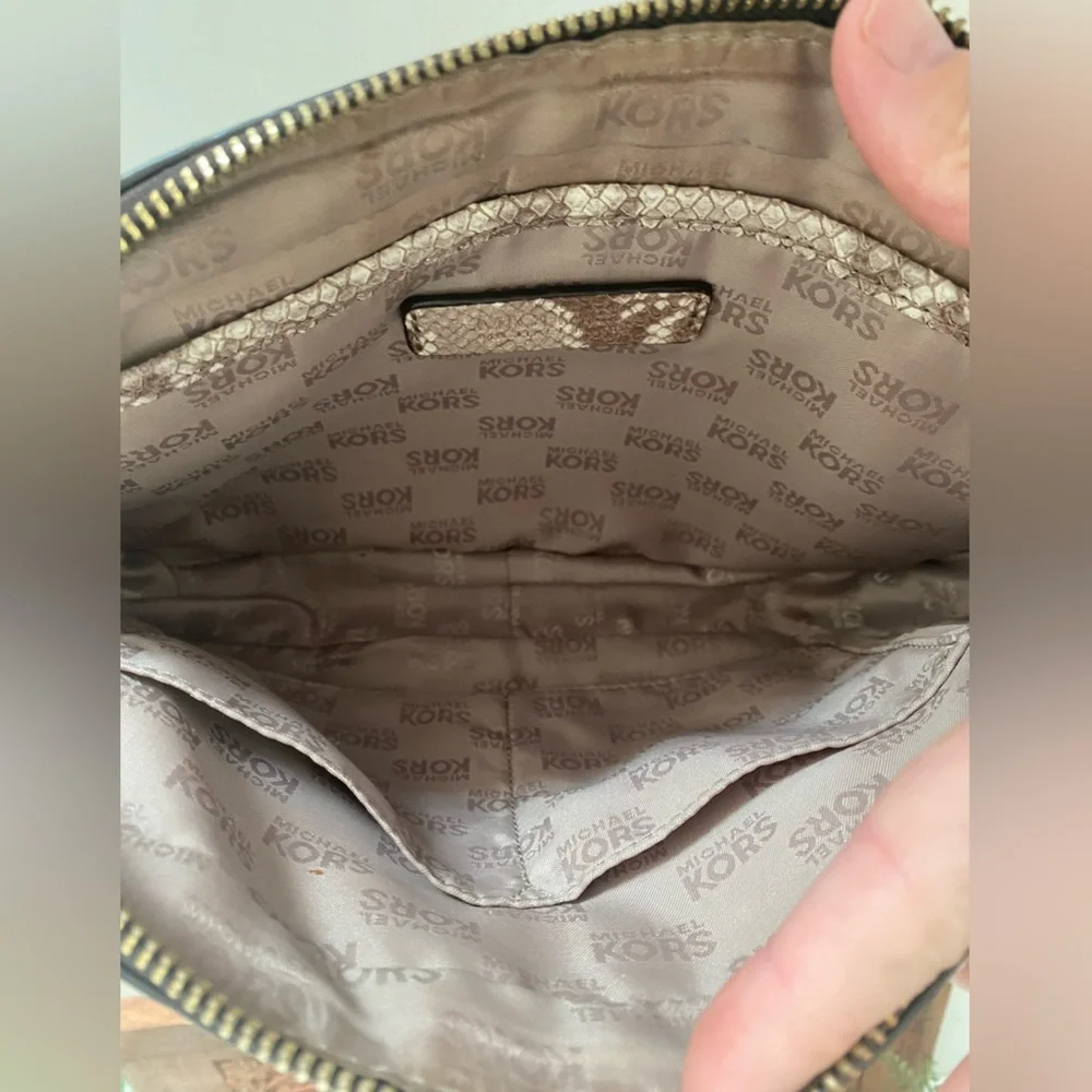 Michael Kors East West Jet Set Snake Python Embossed Crossbody Bag Purse